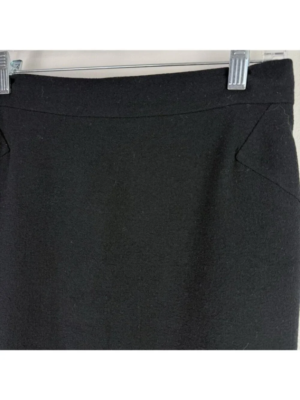 Givenchy Black Virgin Wool Knee Length Skirt Womens M US8 Pencil Designer - Picture 4 of 9